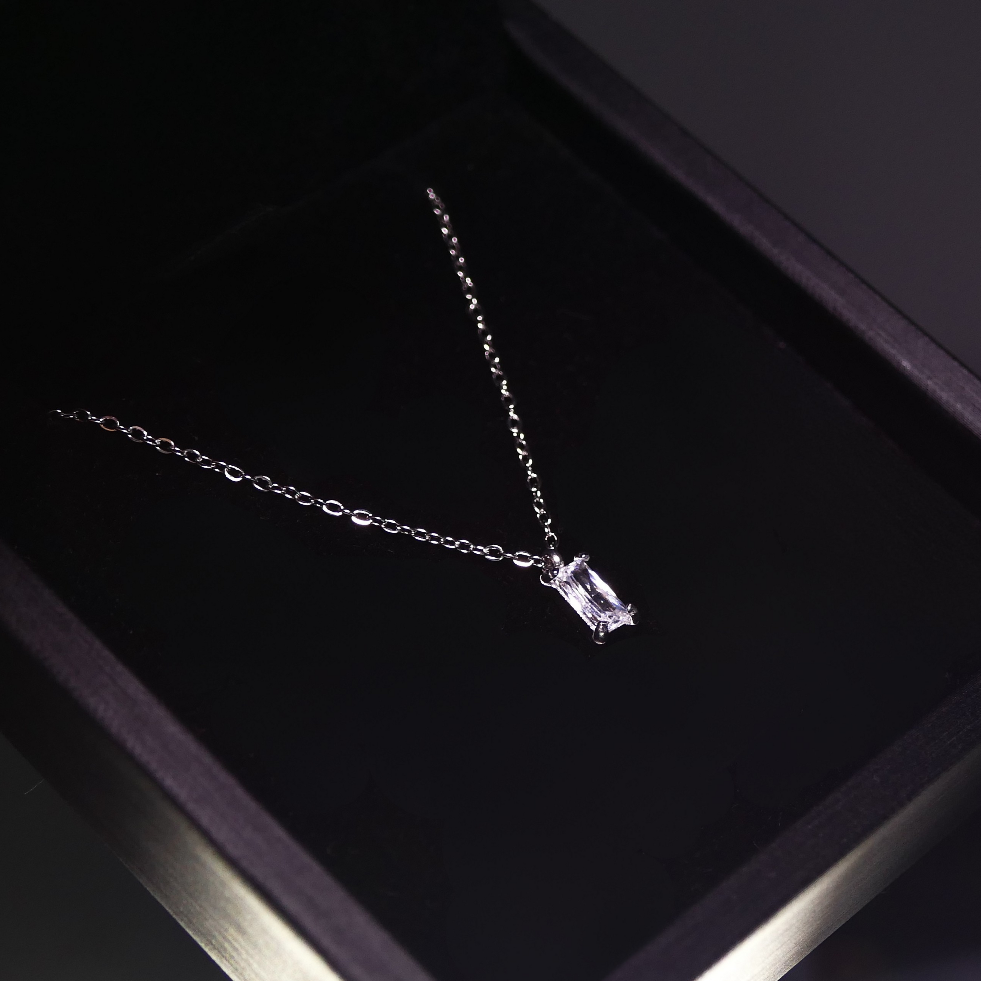 Mini Kristall Kette Silber