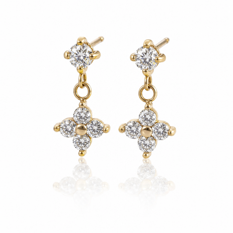 Flower Kristall Ohrring Gold