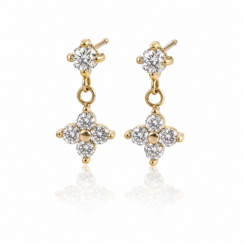 Flower Kristall Ohrring Gold
