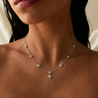 Flower Kristall Kette Silber