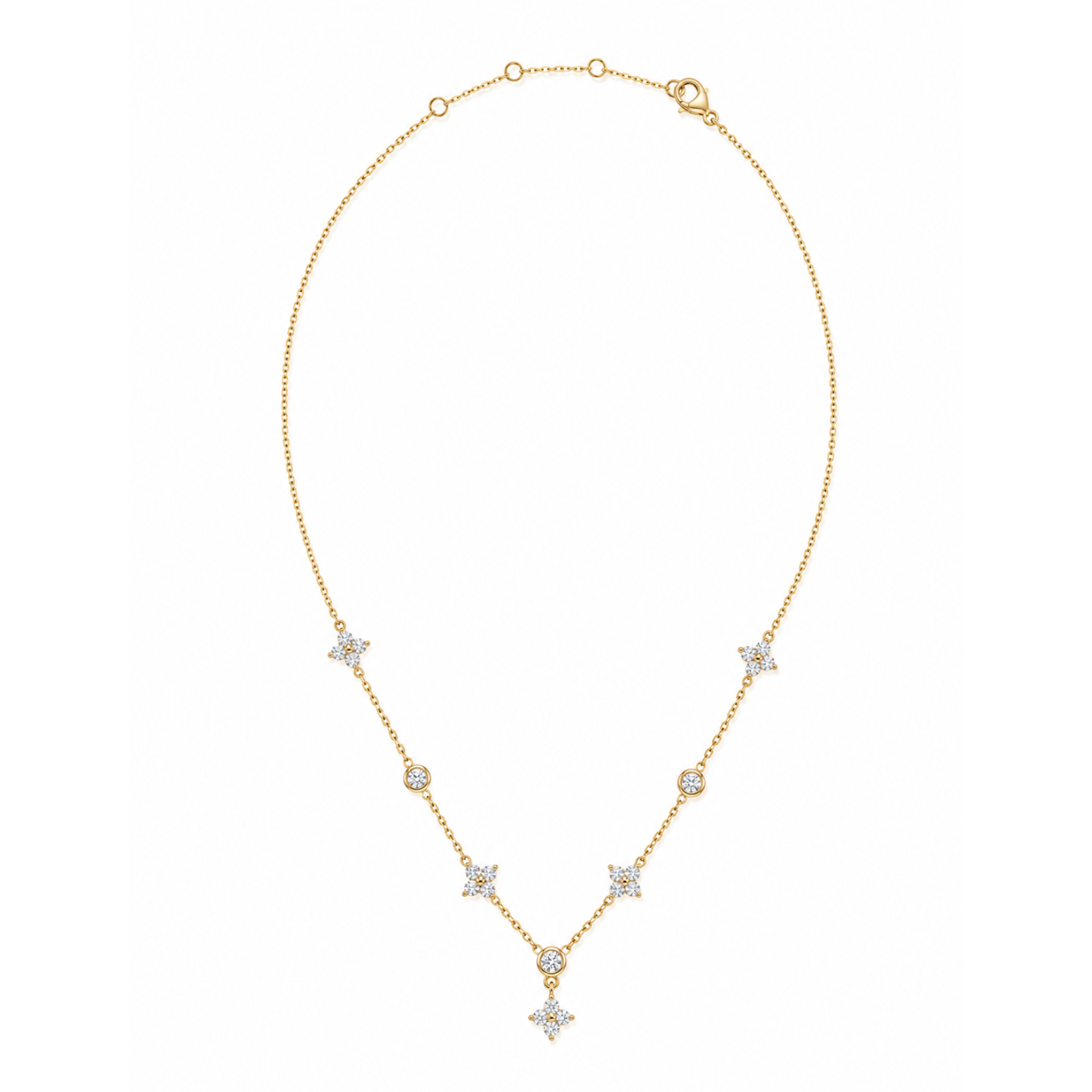 Flower Kristall Kette Gold