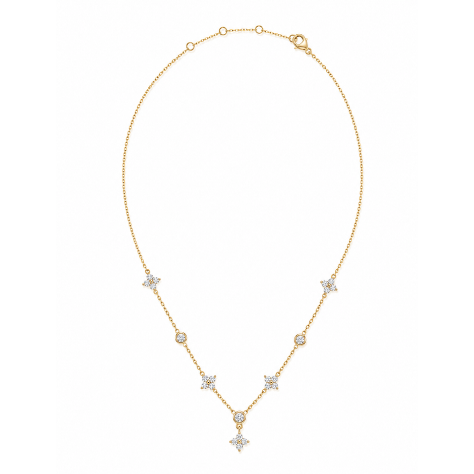Flower Kristall Kette Gold
