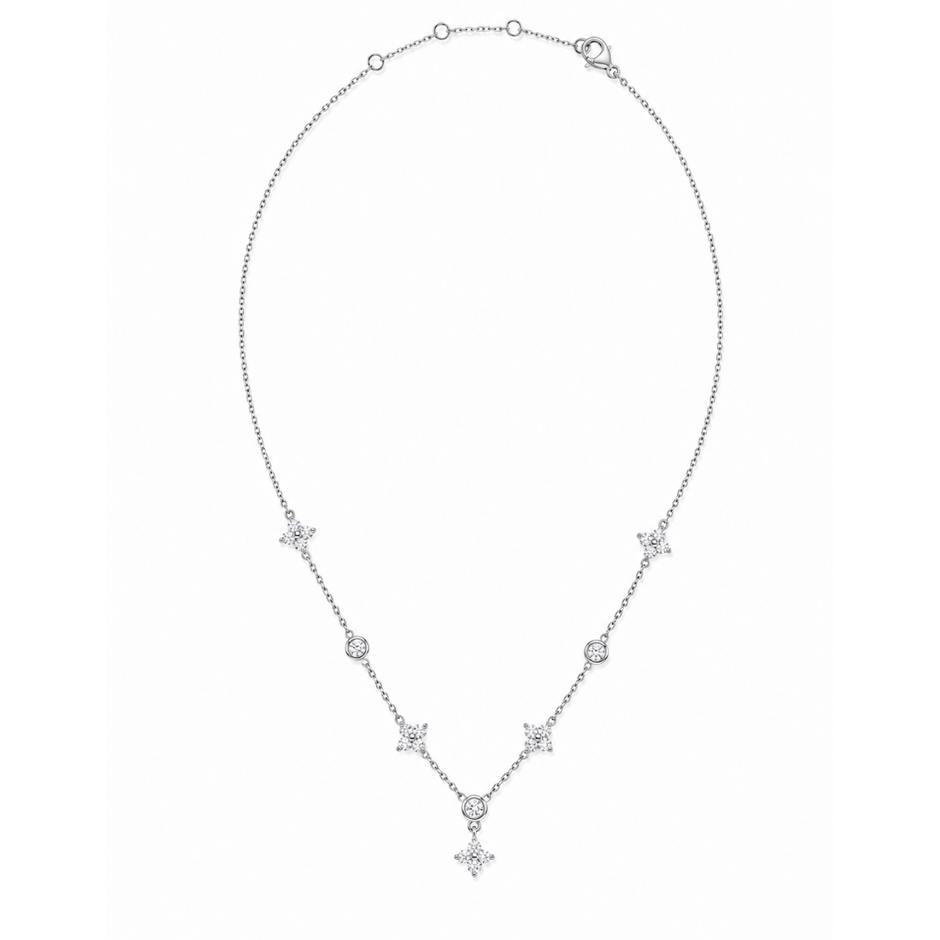 Flower Kristall Kette Silber