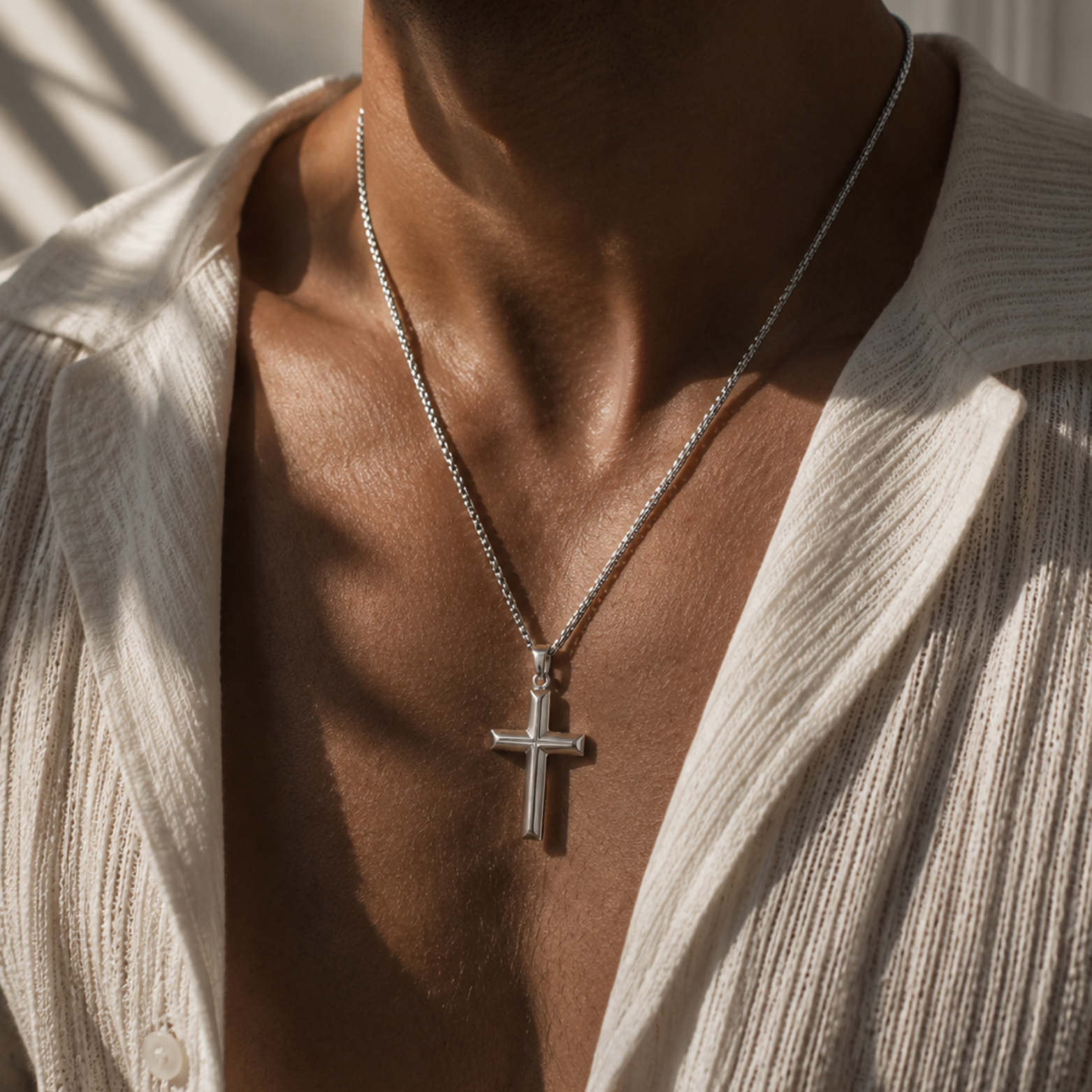 Herren Kreuz Kette Silber