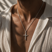 Herren Kreuz Kette Silber