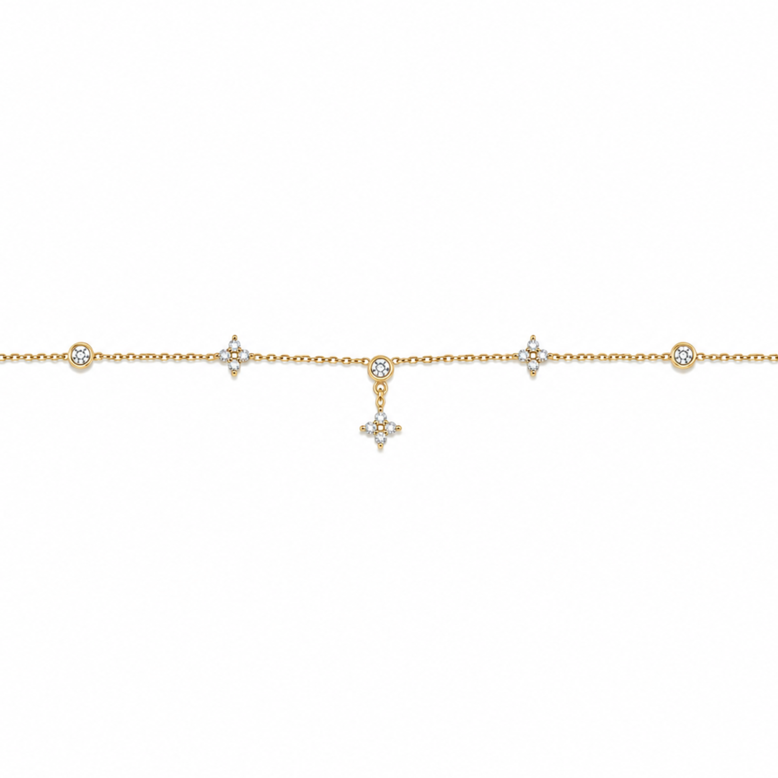 Flower Kristall Kette Gold