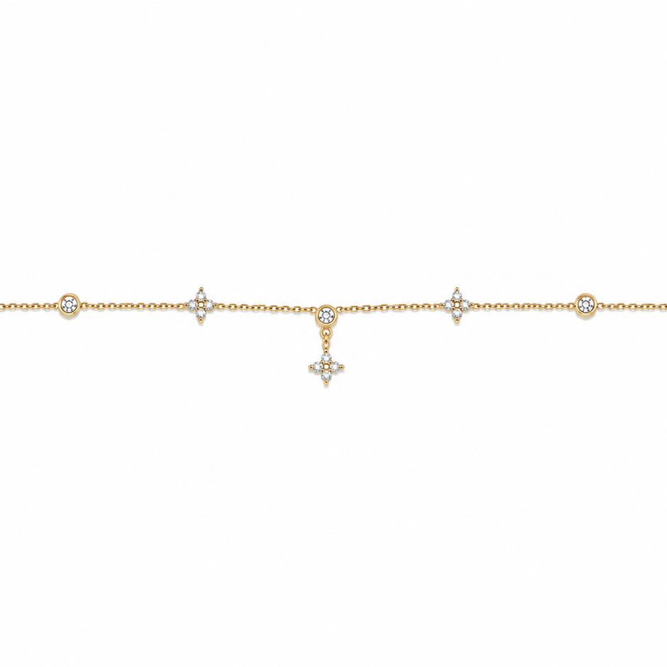 Flower Kristall Kette Gold