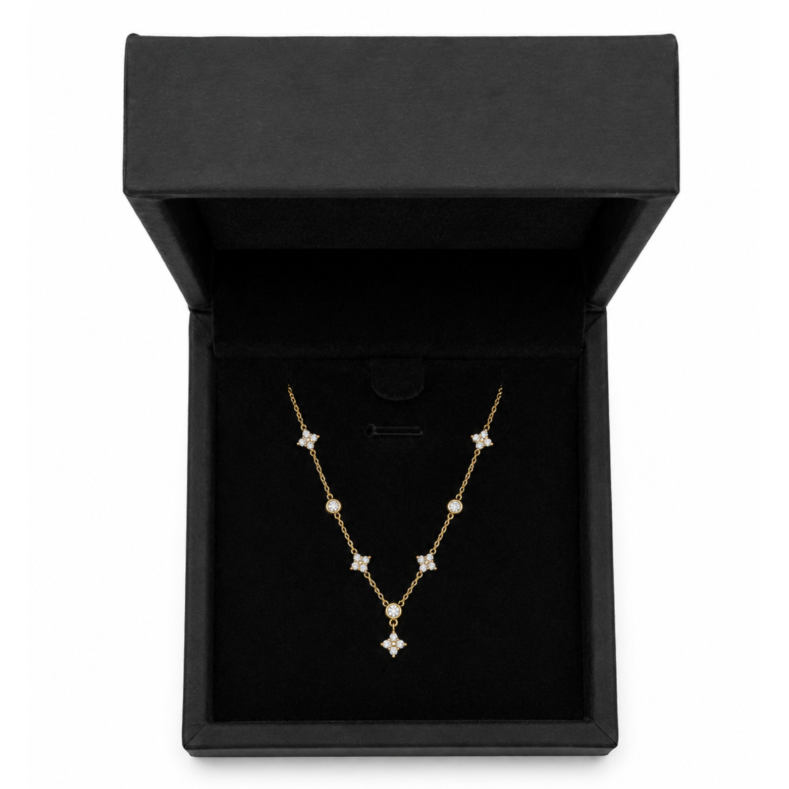 Flower Kristall Kette Gold