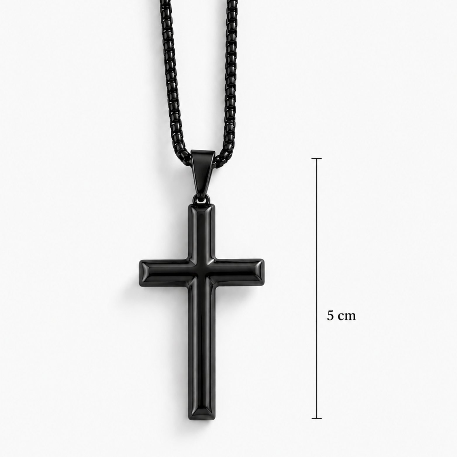 Herren Kreuz Kette Schwarz