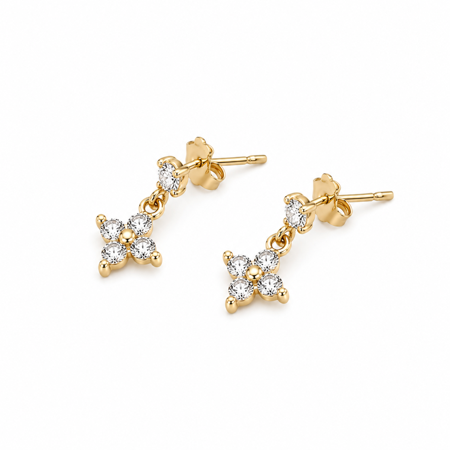 Flower Kristall Ohrring Gold