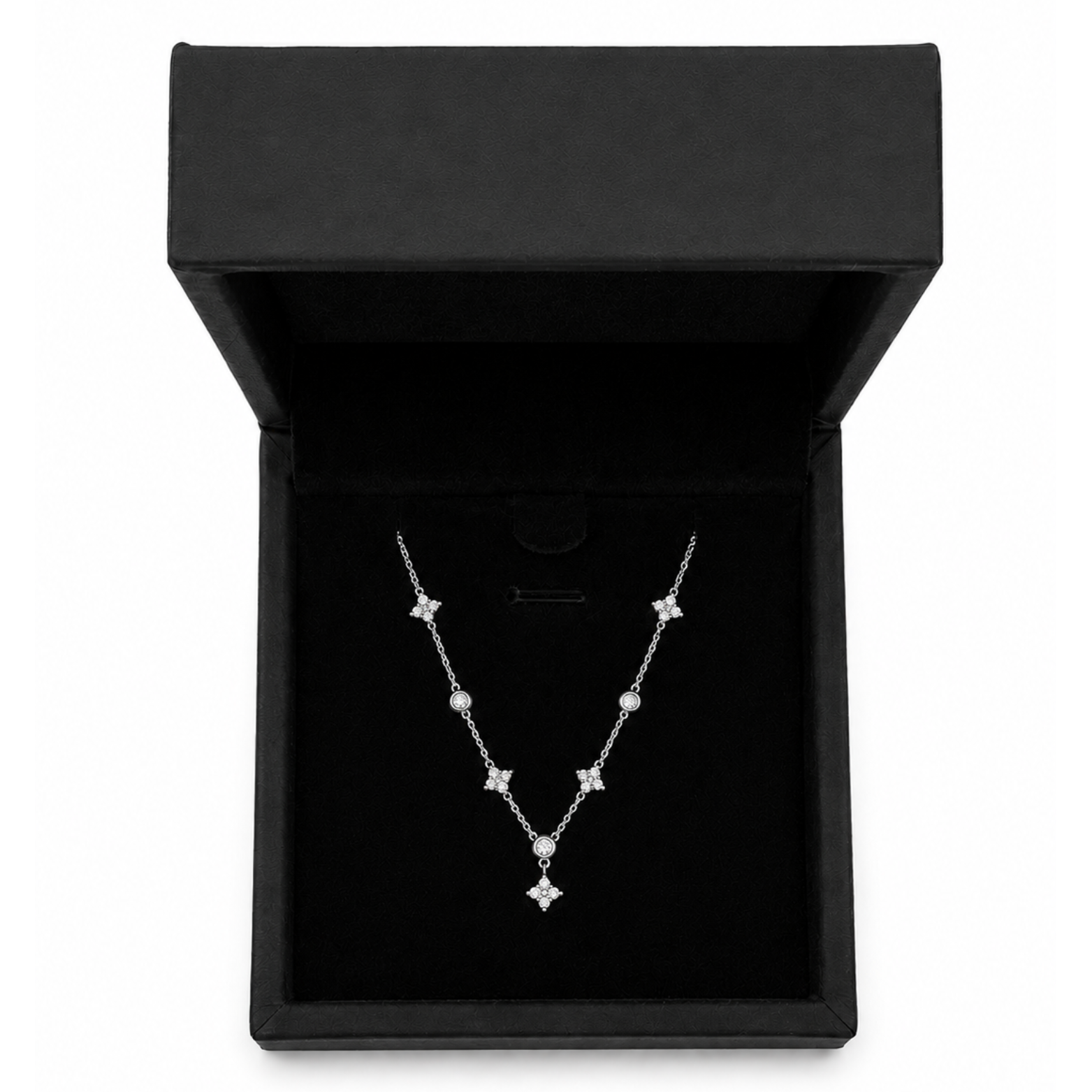 Flower Kristall Kette Silber