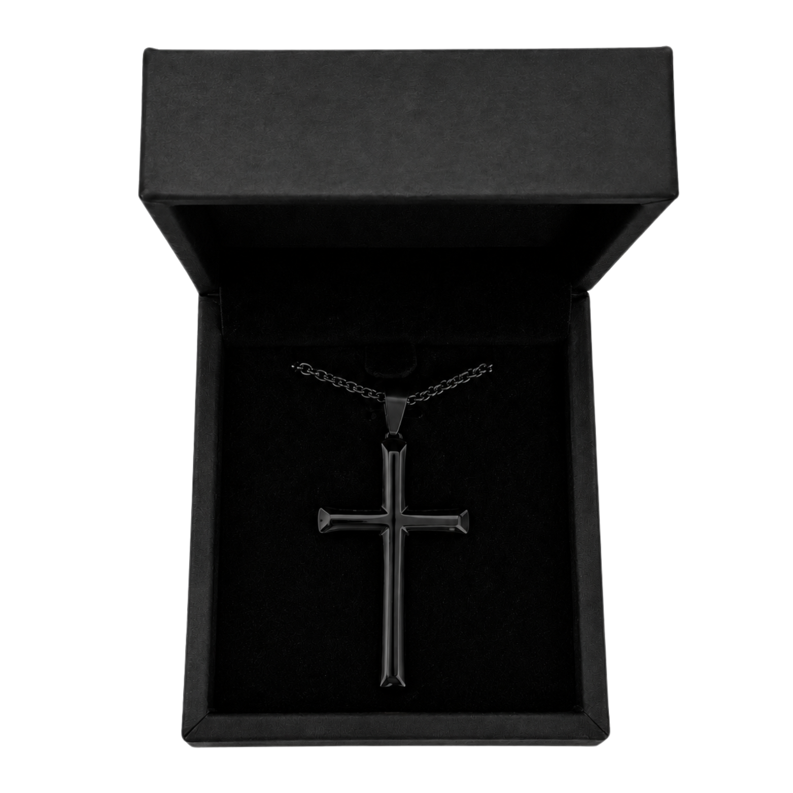 Herren Kreuz Kette Schwarz