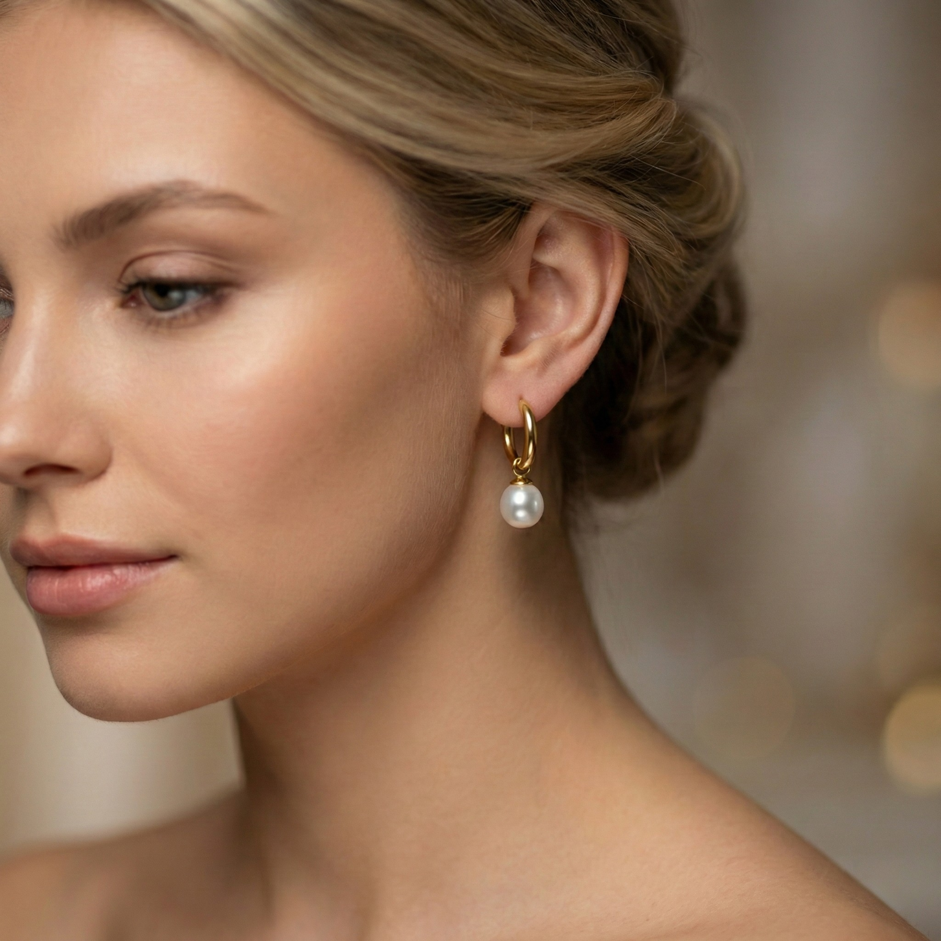 Perlen Ohrring Gold