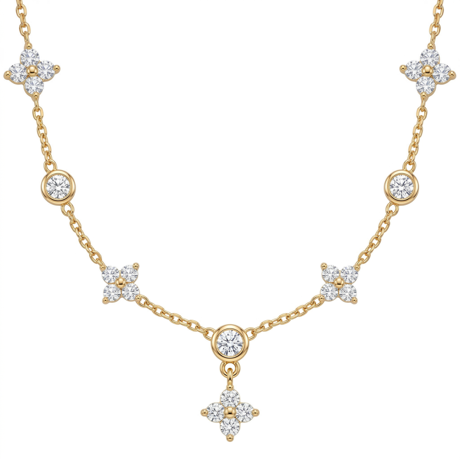 Flower Kristall Kette Gold