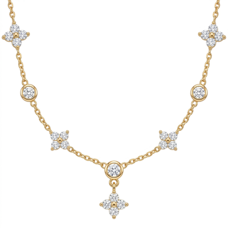 Flower Kristall Kette Gold