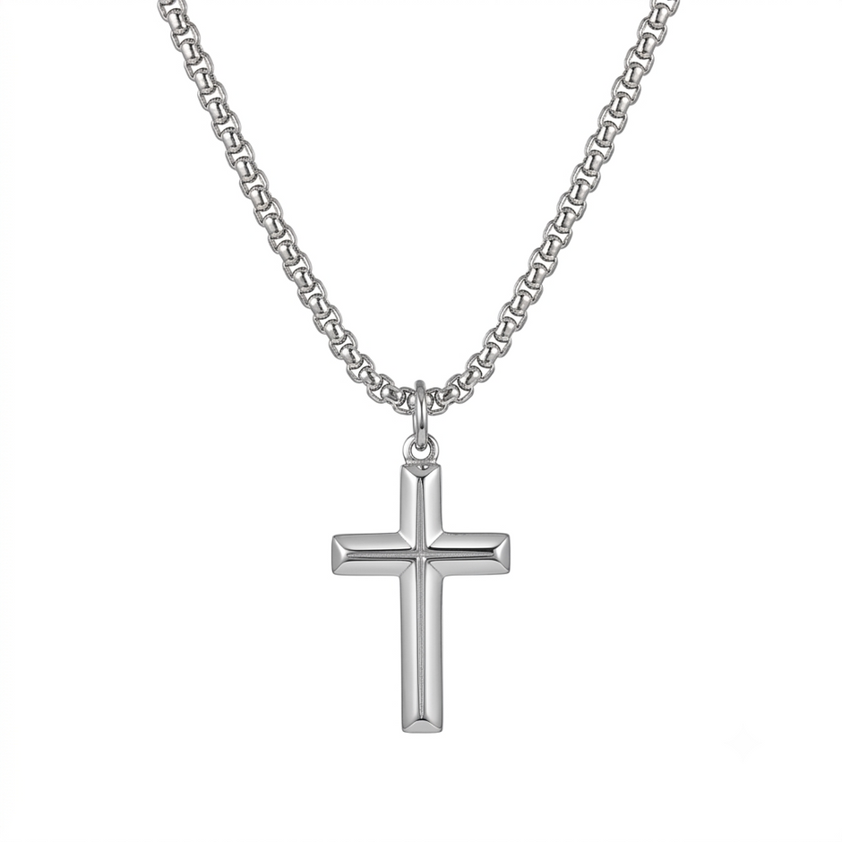 Herren Kreuz Kette Silber